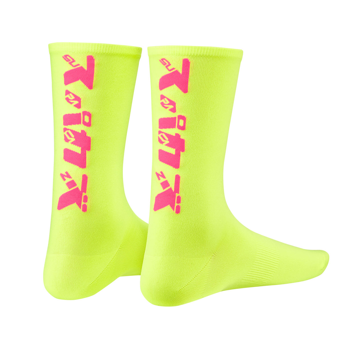 Socks - Katakana - Neon Yellow and Neon Pink - L/XL